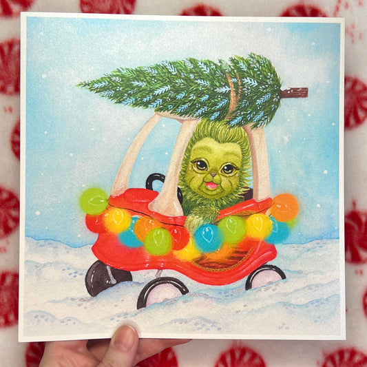 Baby G Steals Christmas Shimmer Print