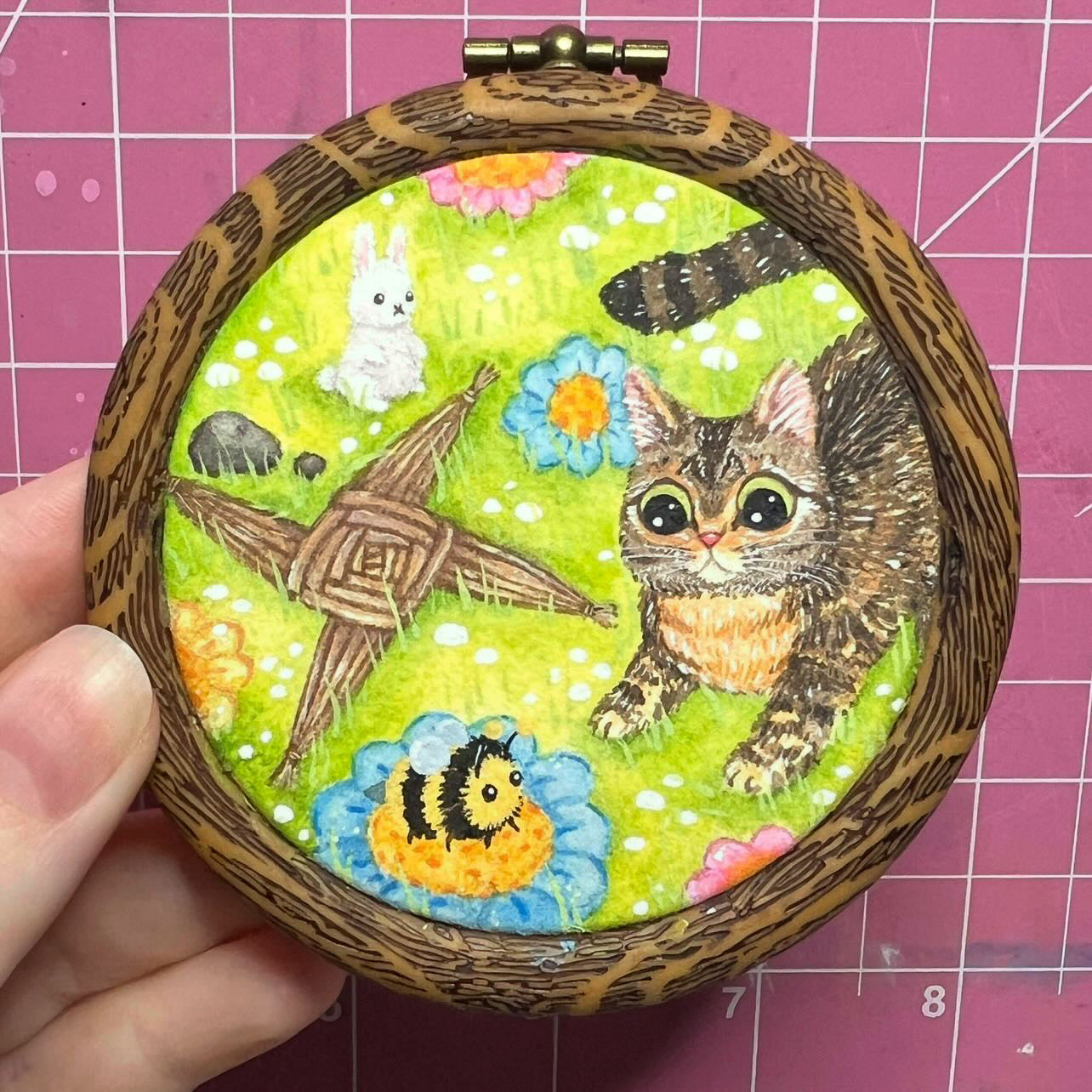 Detailed Watercolor Pet Illustration Hoop