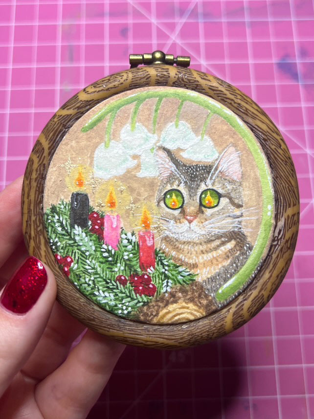 Detailed Watercolor Pet Illustration Hoop