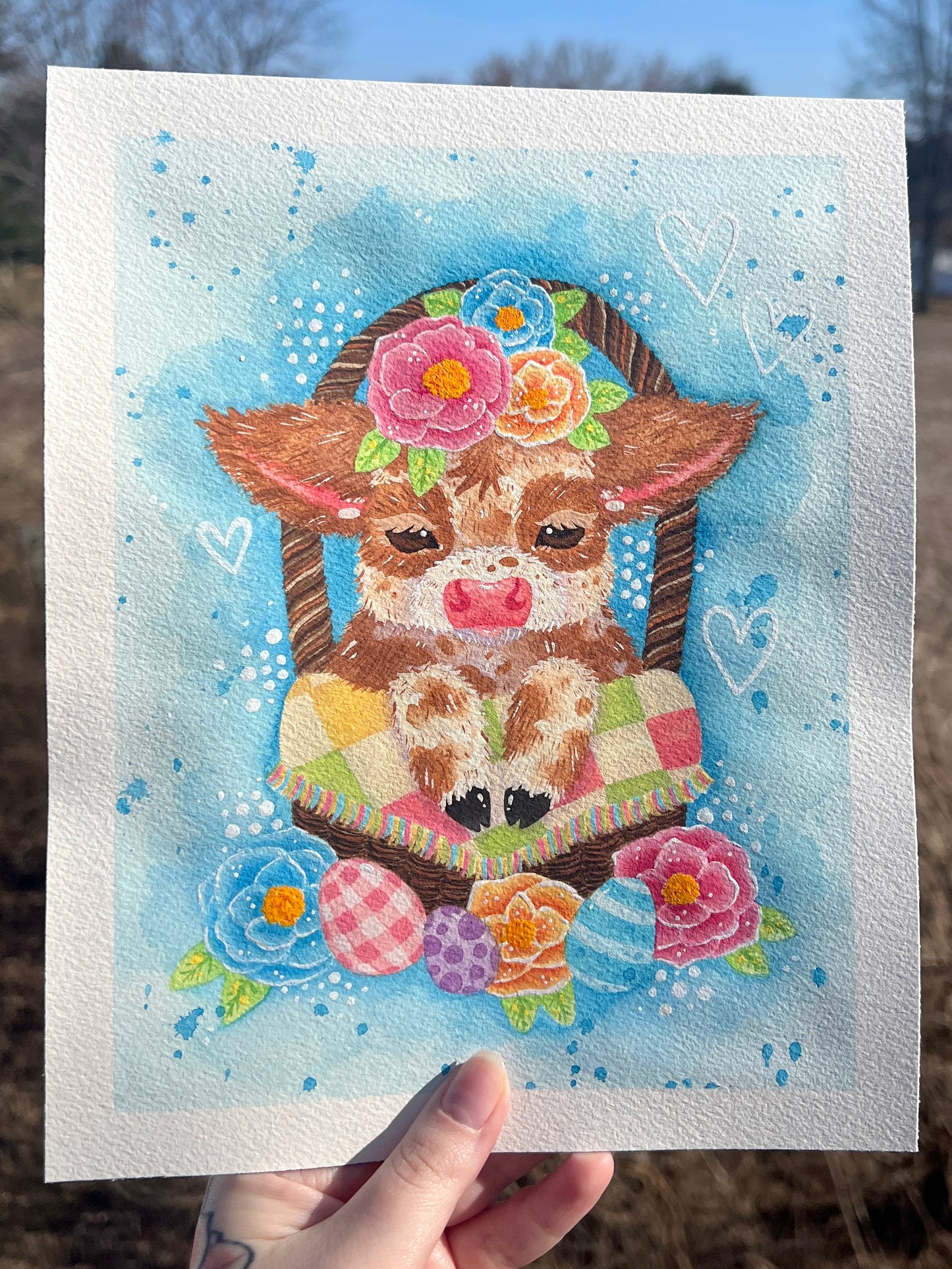 Moo in a Basket Painting