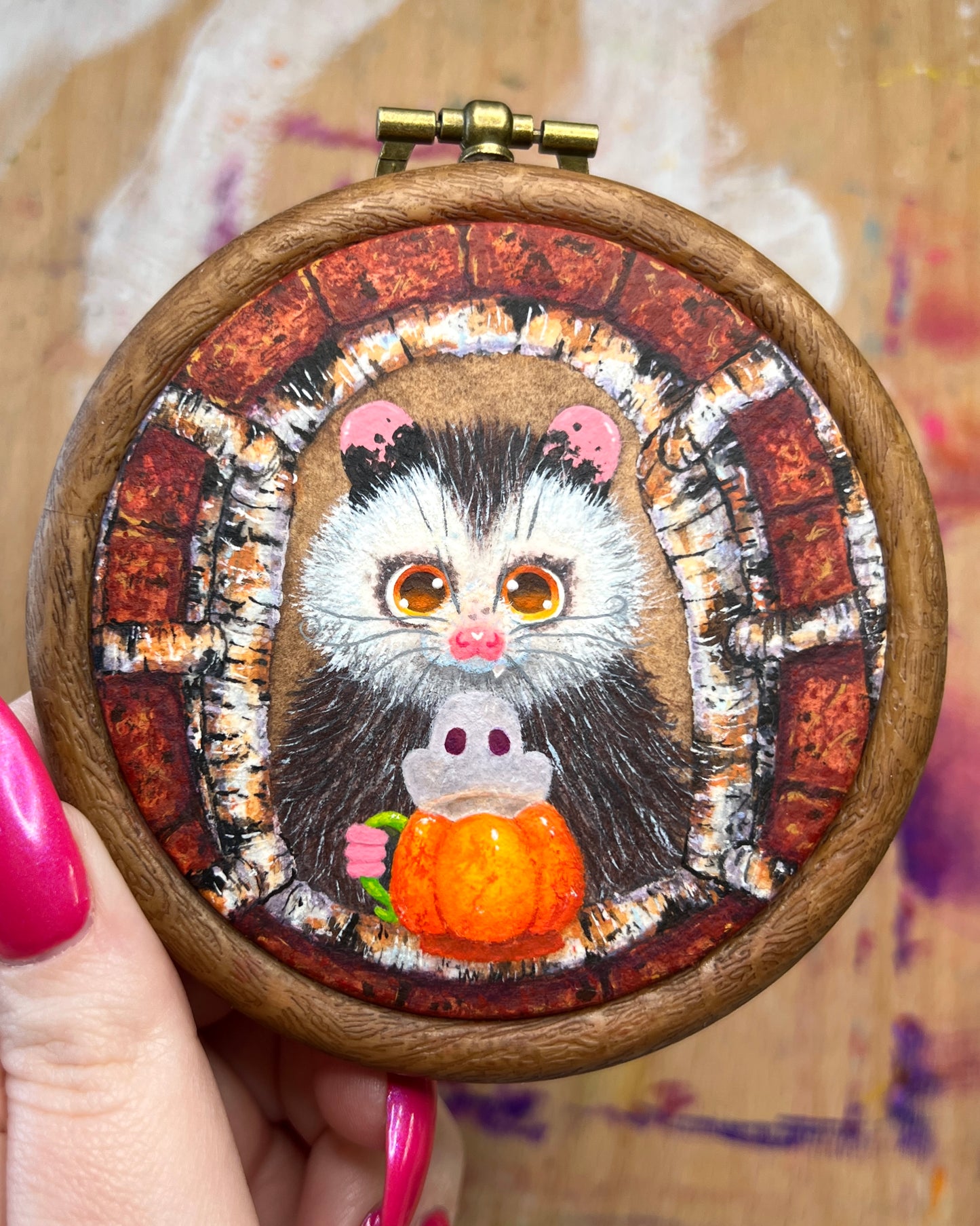 Cozy Autumn Mornings Original Hoop Painting