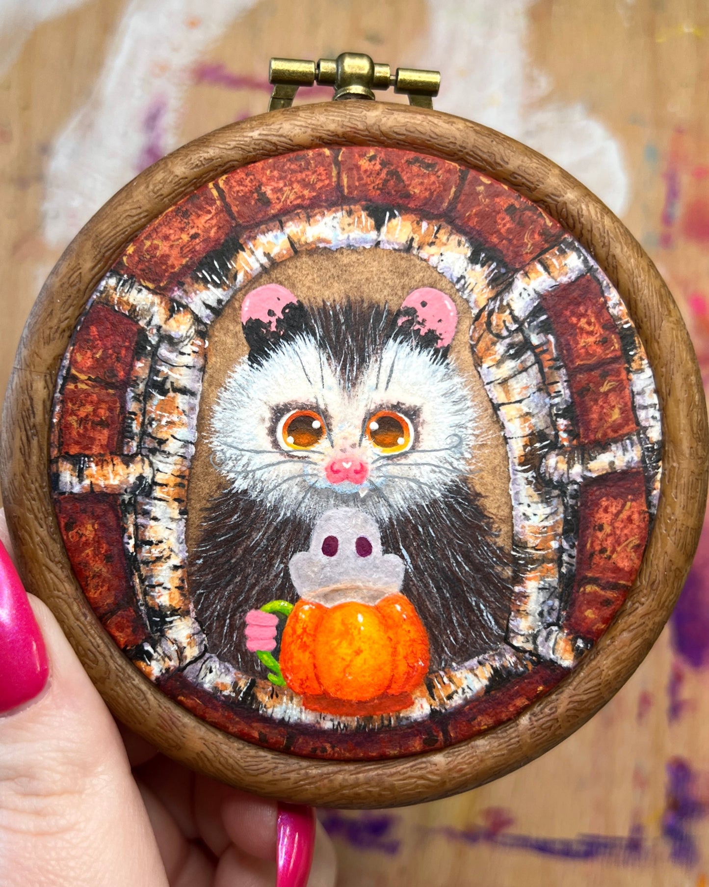 Cozy Autumn Mornings Original Hoop Painting