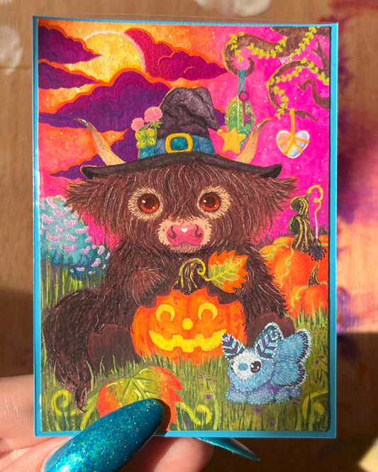 Magical Moo ACEO Original Painting