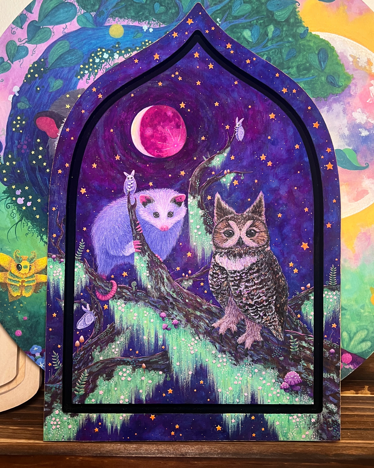 Moonlight Gathering Original Painting on Baltic Birch Canvas