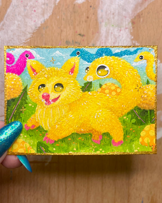 Dandy the String Worm Possum ACEO Original Painting