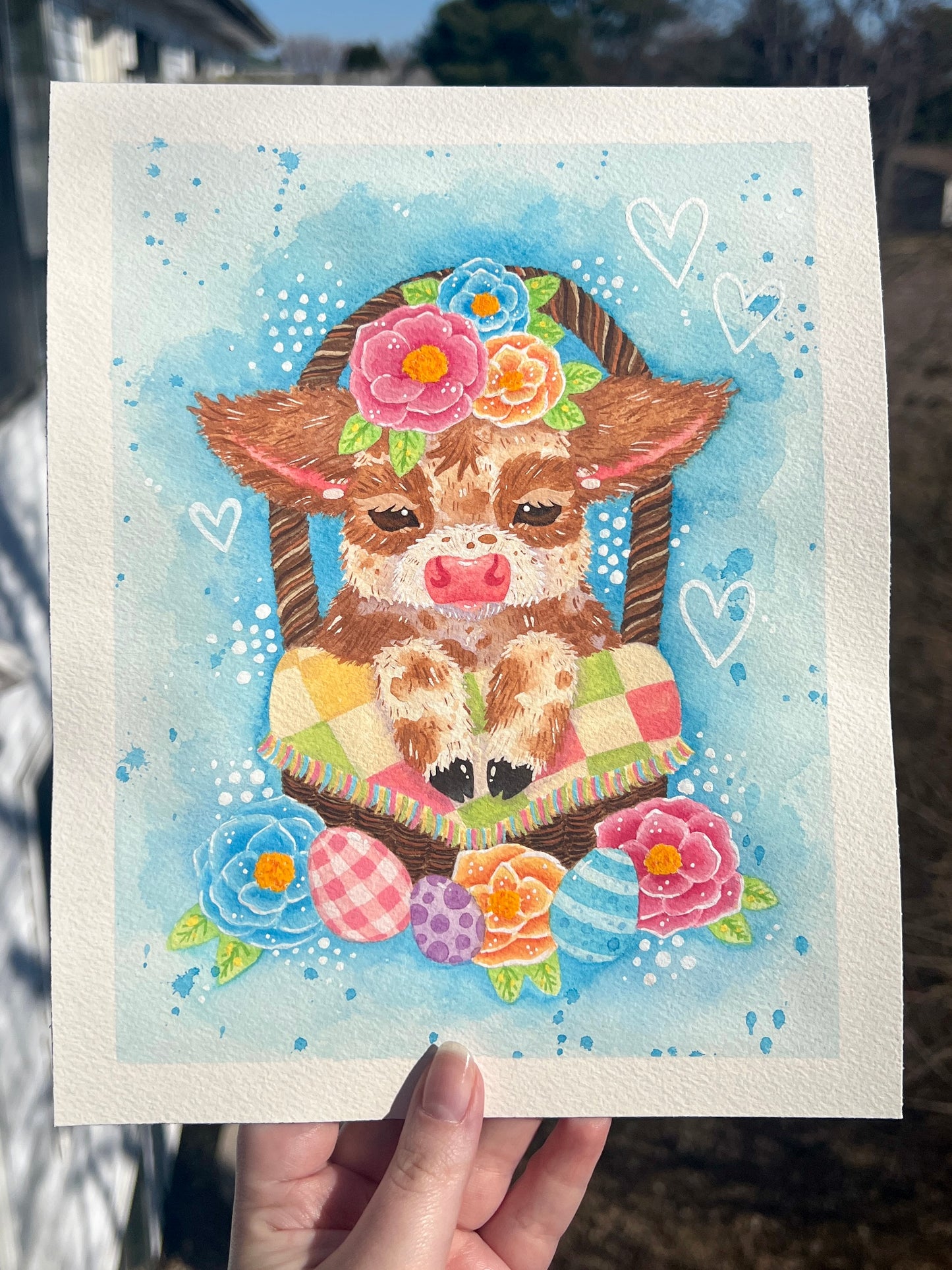 Moo in a Basket Painting