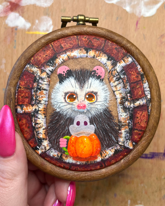 Cozy Autumn Mornings Original Hoop Painting