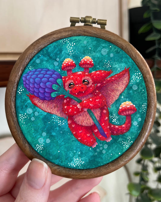 Mushroom Dragon Original Painting Mini Hoop
