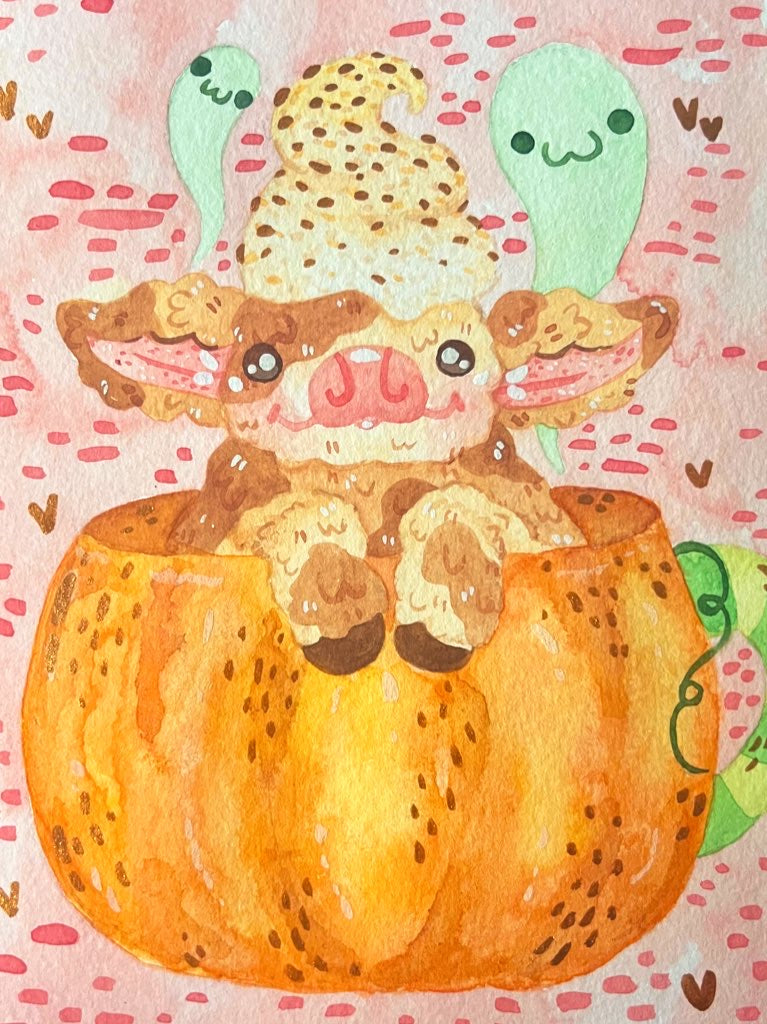 Sparkly Pumpkin Spice Cow Painting