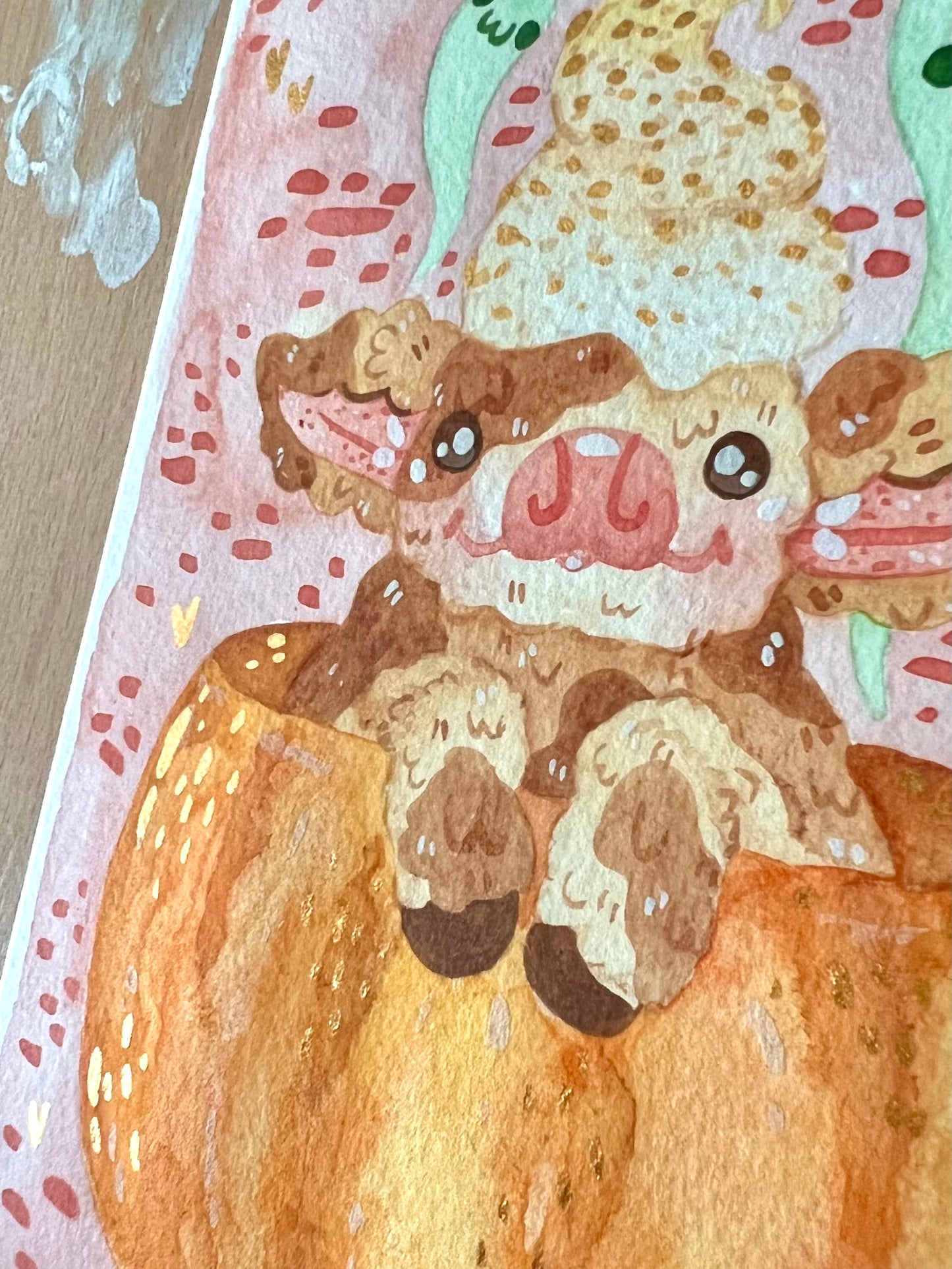 Sparkly Pumpkin Spice Cow Painting