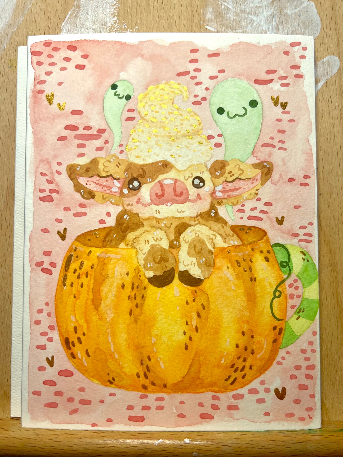 Sparkly Pumpkin Spice Cow Painting