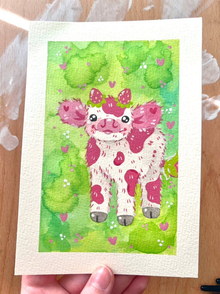 Strawberry Cow Painting