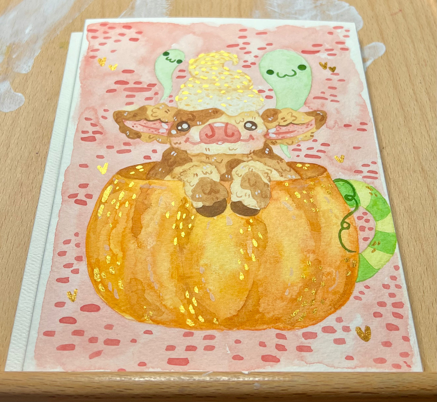Sparkly Pumpkin Spice Cow Painting