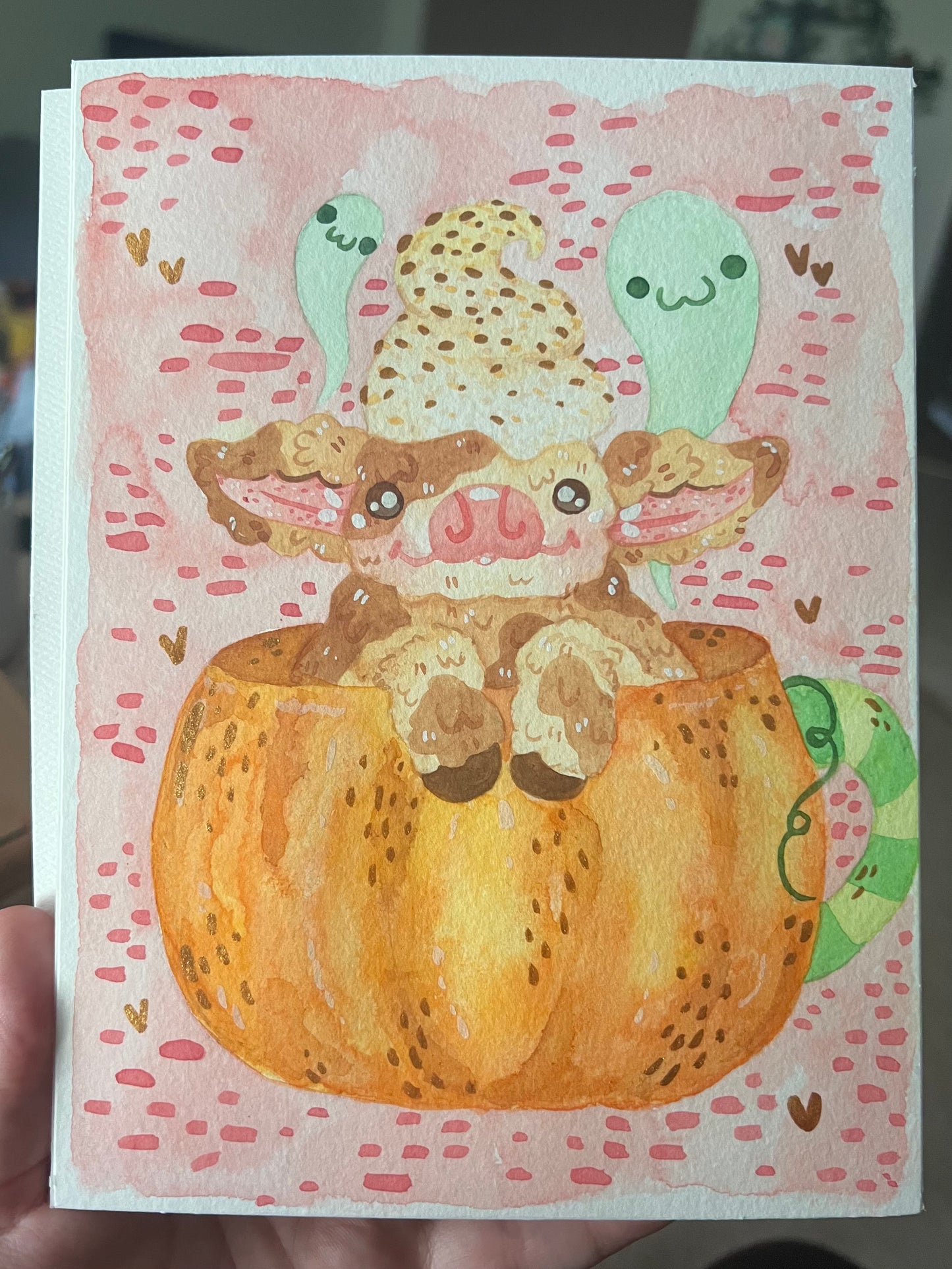 Sparkly Pumpkin Spice Cow Painting