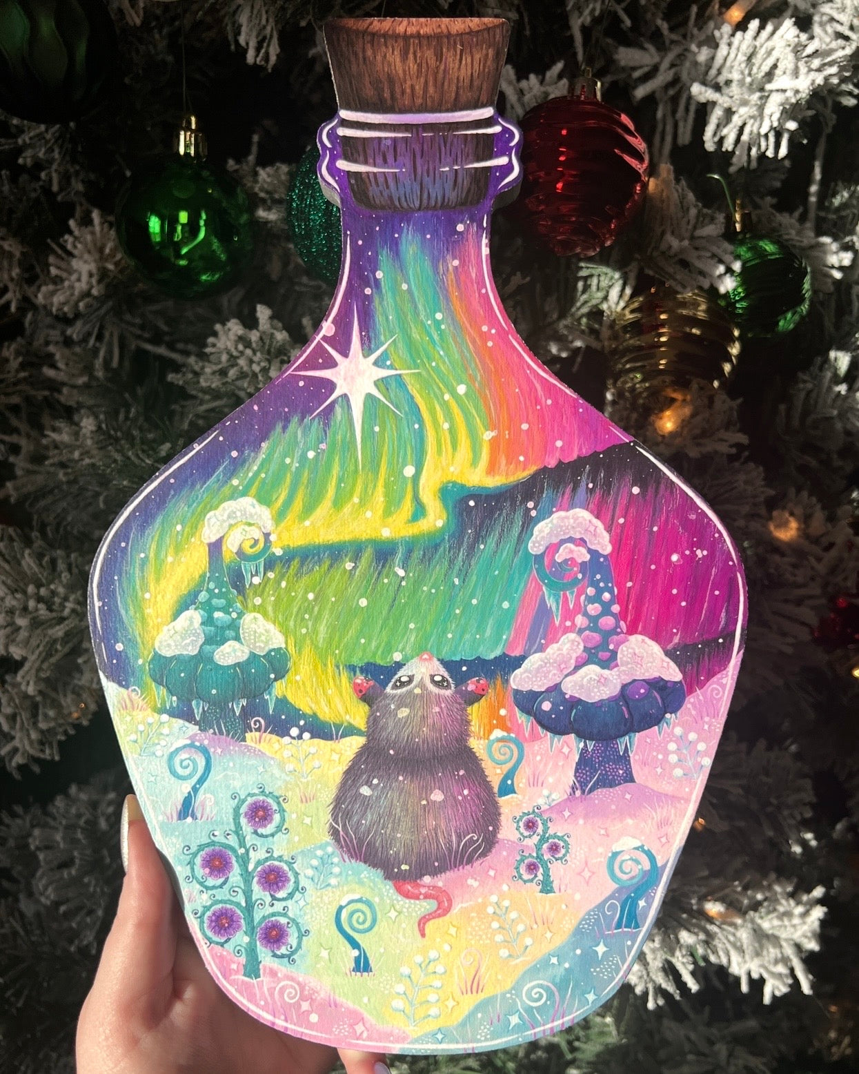 Aurora Borealis Potion Original Painting on Baltic Birch Canvas