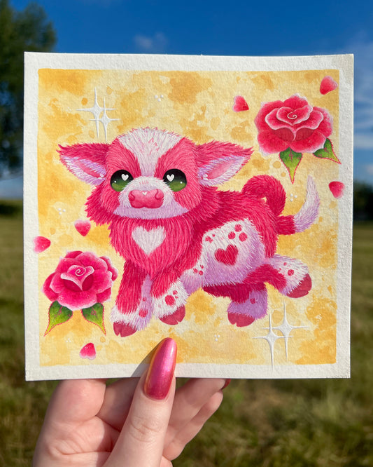 Rosy Cow Painting