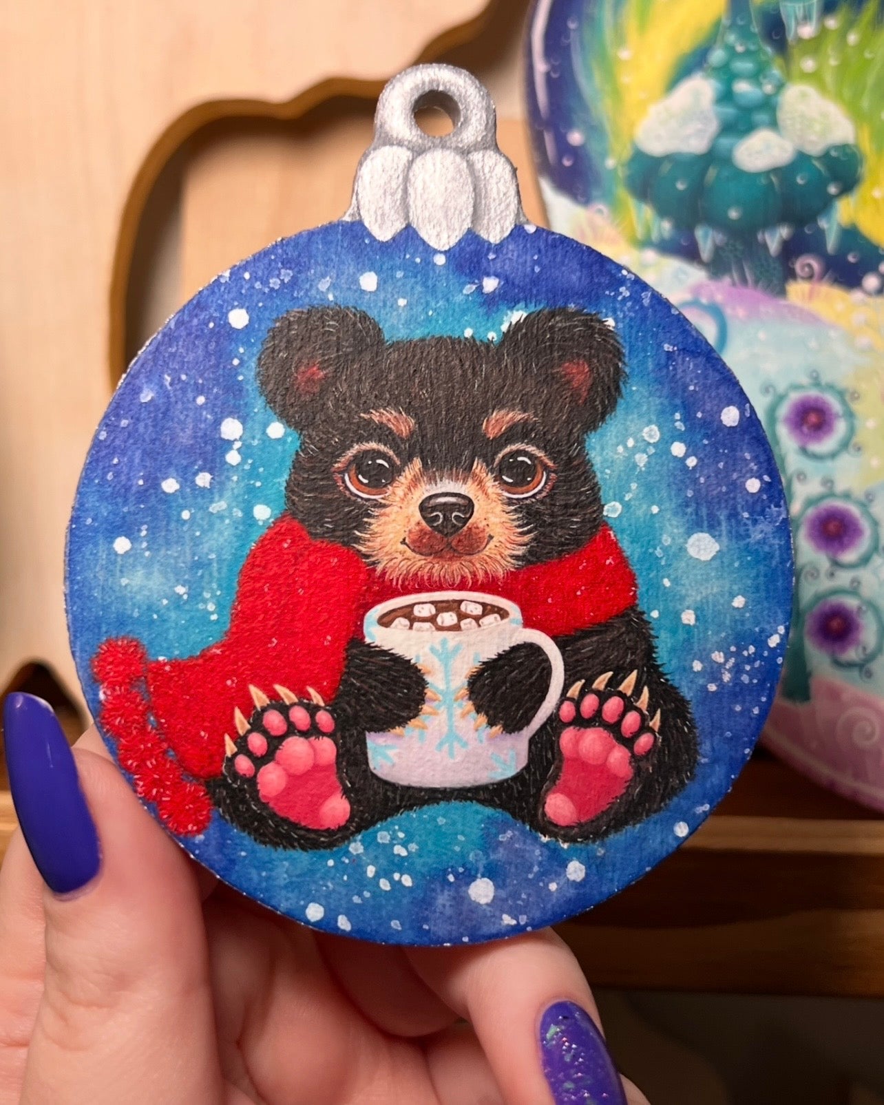 BooBoo the Baby Bear Original Painting on Baltic Birch Ornament Canvas