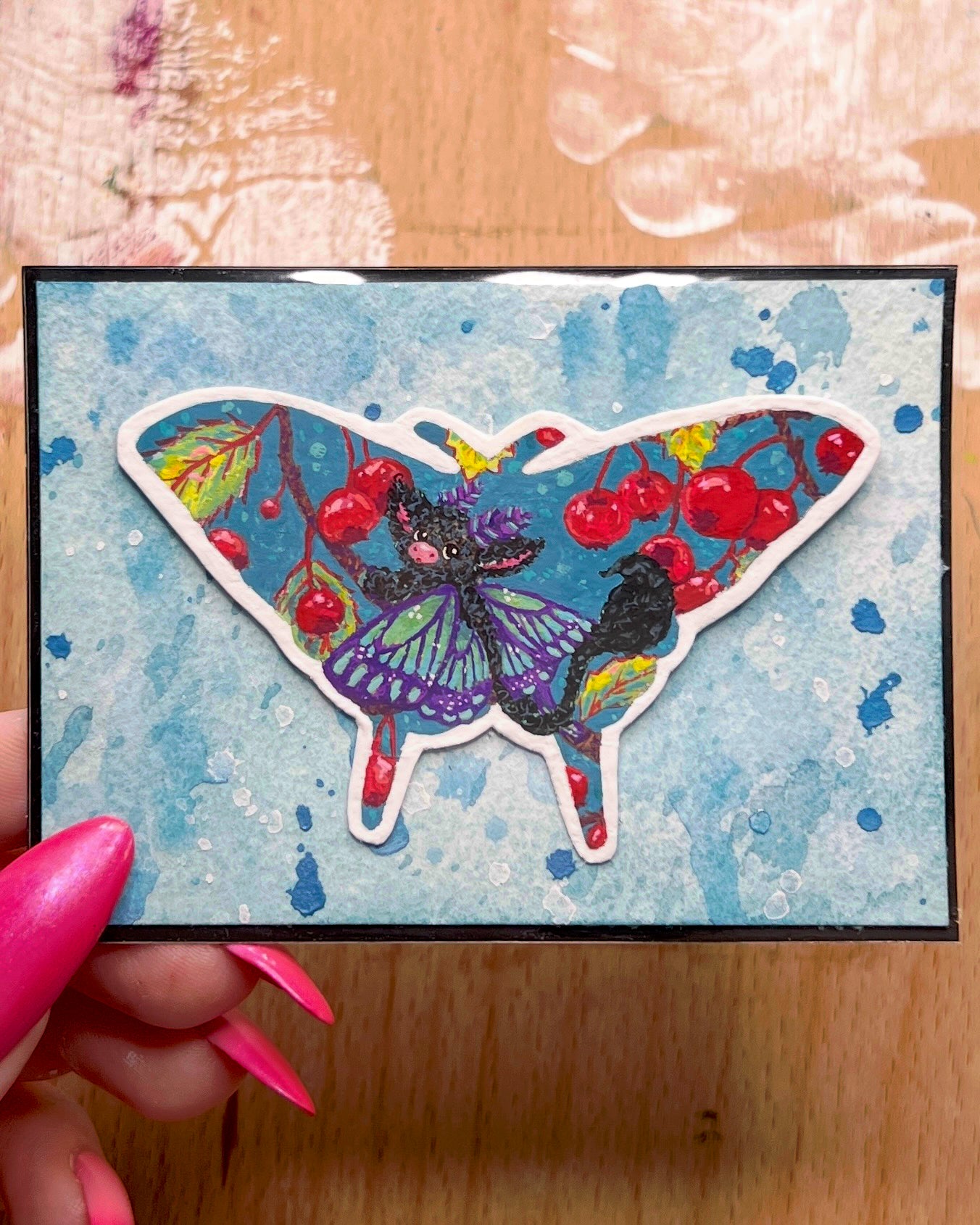 Mini Moth Dragon ACEO Original Painting