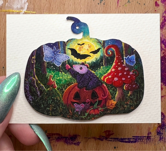 Spooky Midnight Snack ACEO Original Painting