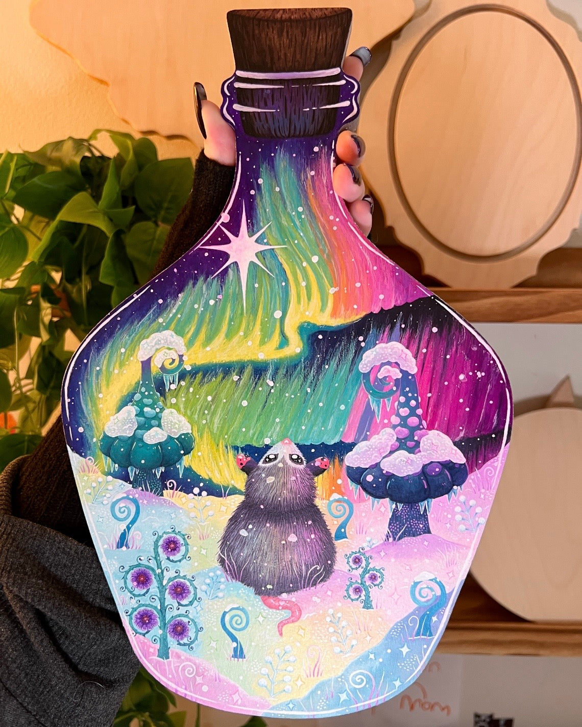 Aurora Borealis Potion Original Painting on Baltic Birch Canvas