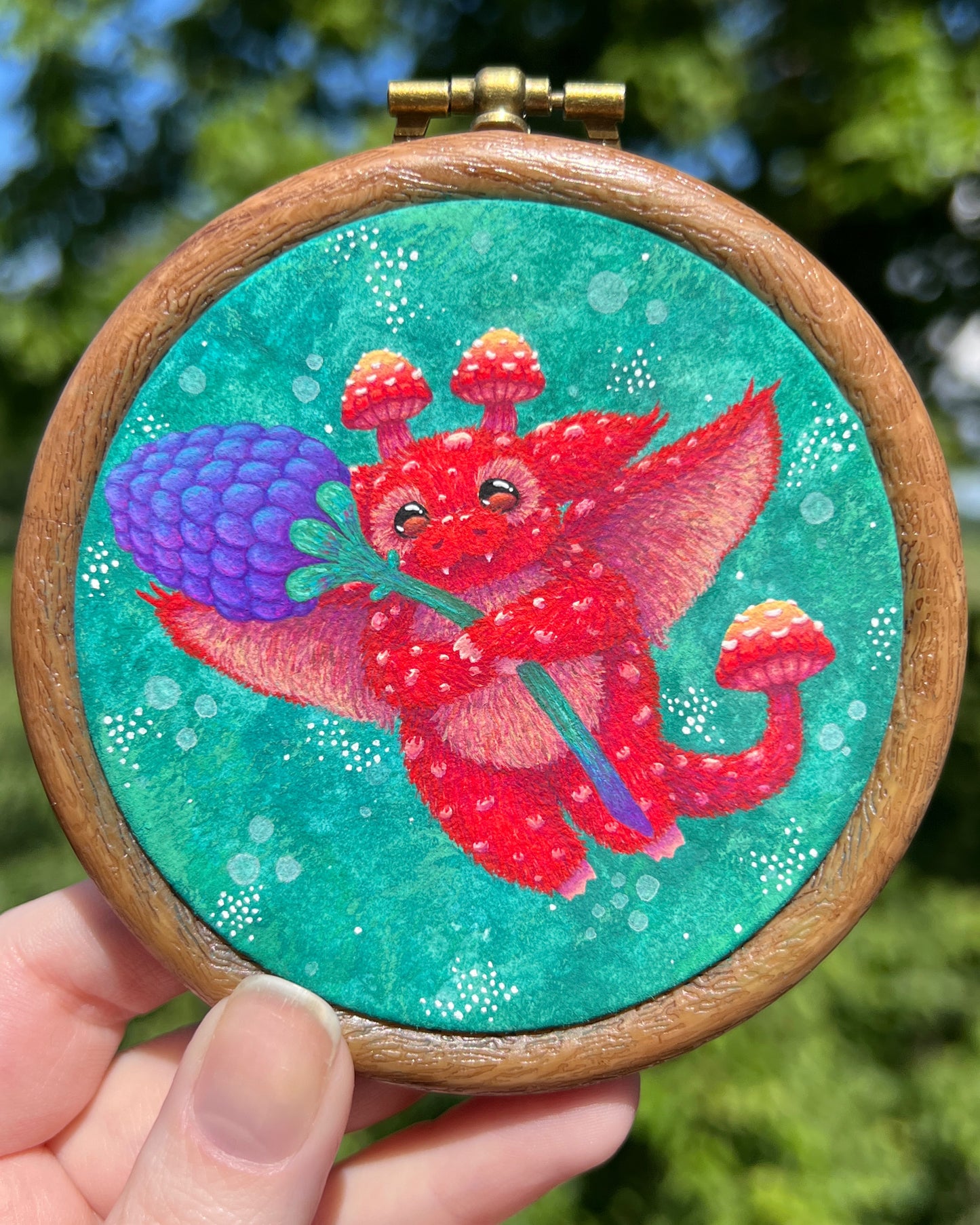 Mushroom Dragon Original Painting Mini Hoop