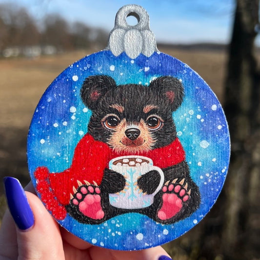 BooBoo the Baby Bear Original Painting on Baltic Birch Ornament Canvas