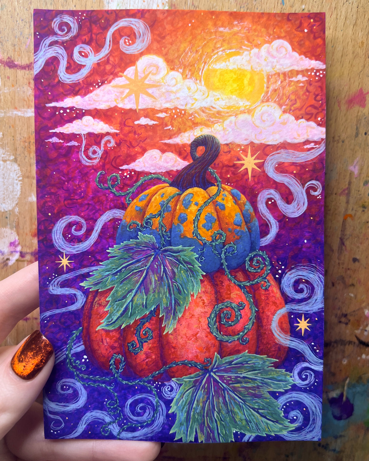 Pumpkins Original Gouache Painting