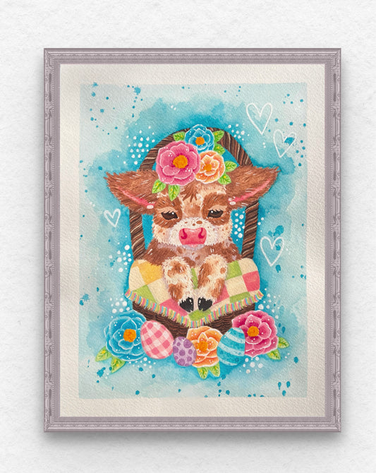 Moo in a Basket Painting