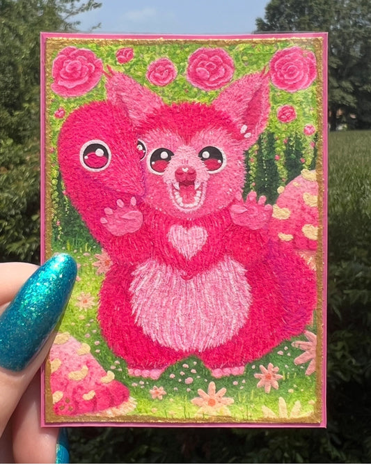 Taffi the String Worm Possum ACEO Original Painting