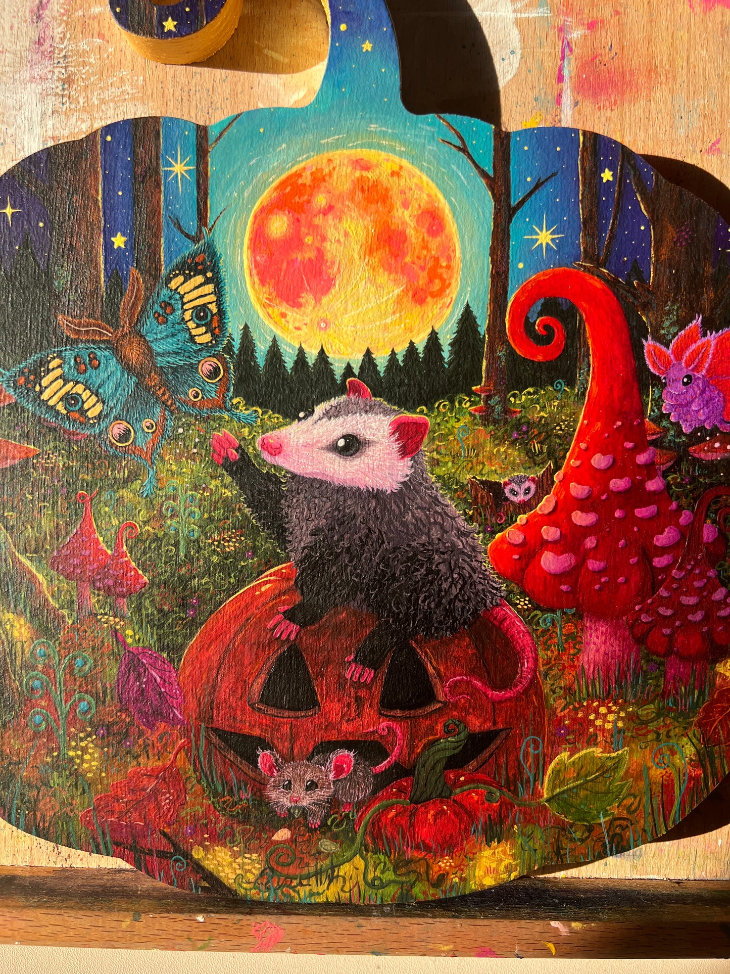 Midnight Munchins Original Painting on Baltic Birch Canvas