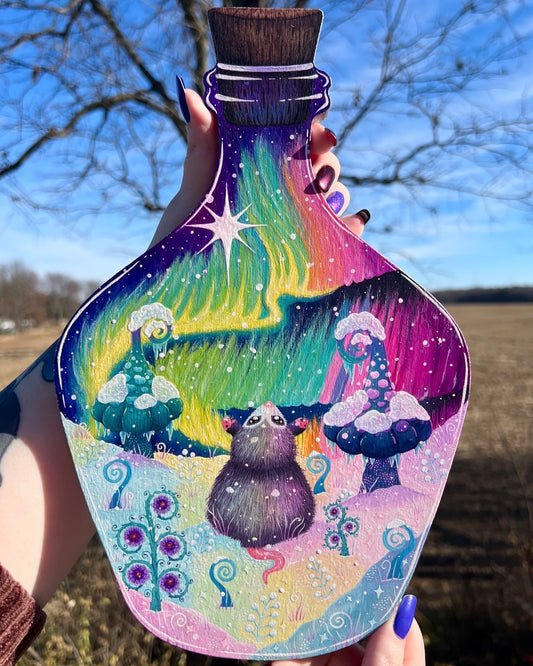 Aurora Borealis Potion Original Painting on Baltic Birch Canvas