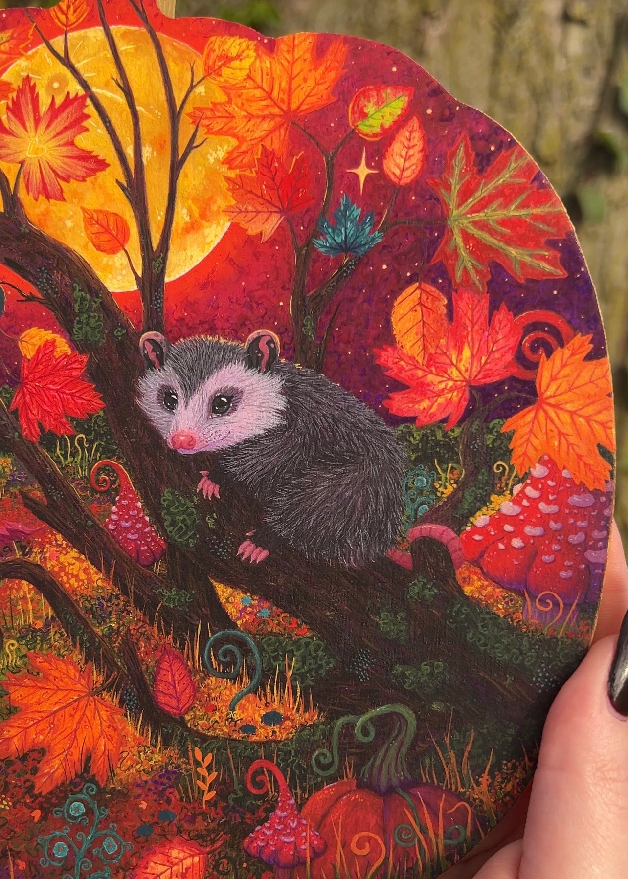 Moonlit Autumn Original Painting on Baltic Birch Canvas