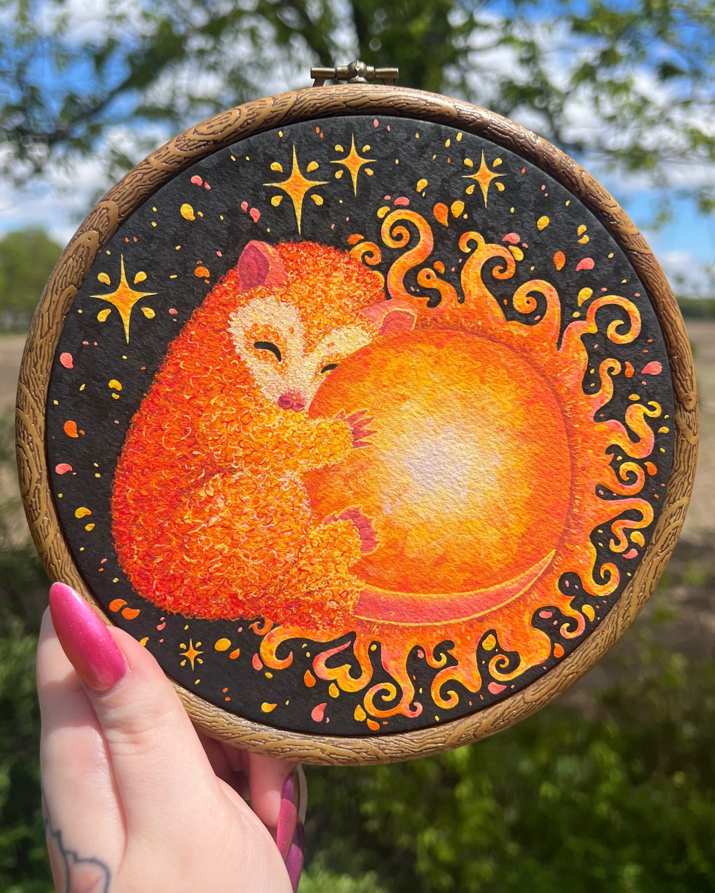 Starlight Baby Original Painting in Hoop