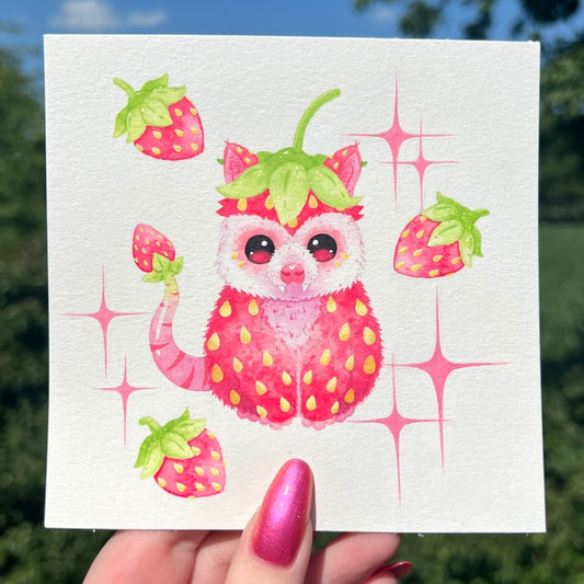 Strawbaby Possum Painting