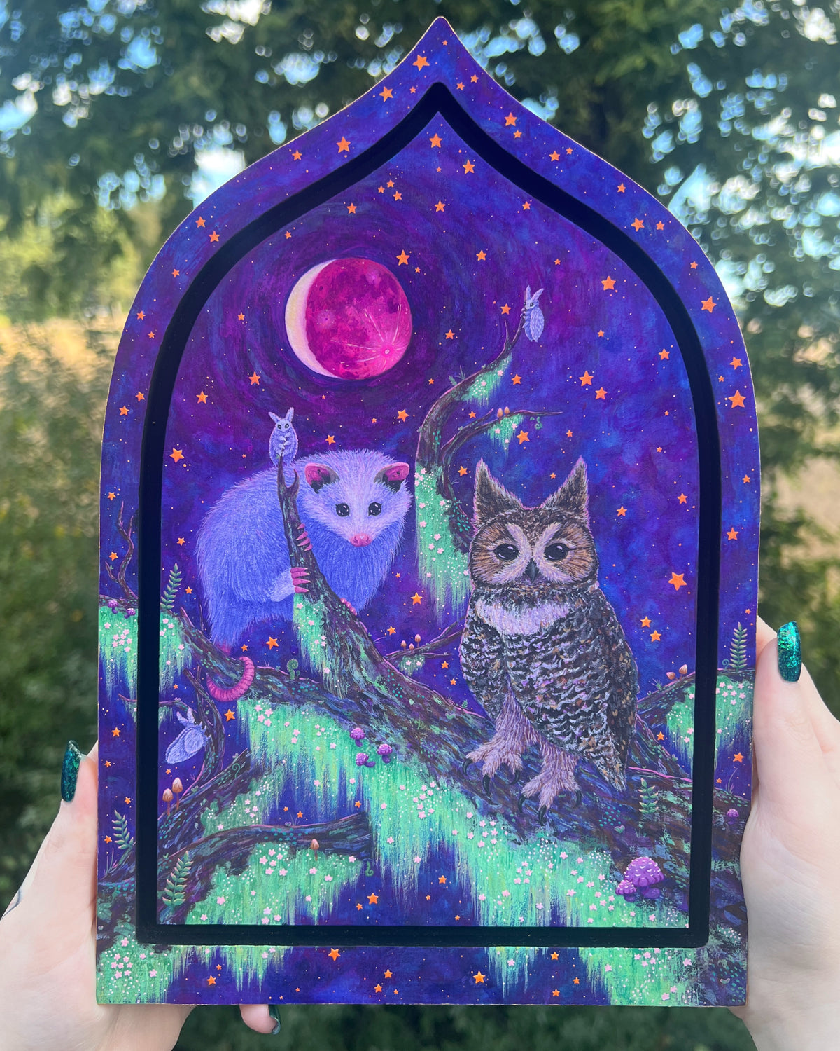 Moonlight Gathering Original Painting on Baltic Birch Canvas