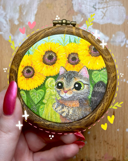 Detailed Watercolor Pet Illustration Hoop