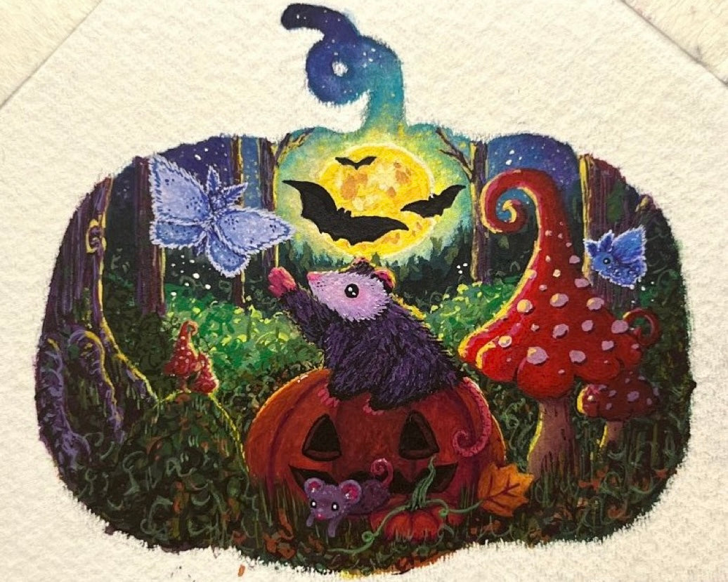 Spooky Midnight Snack ACEO Original Painting