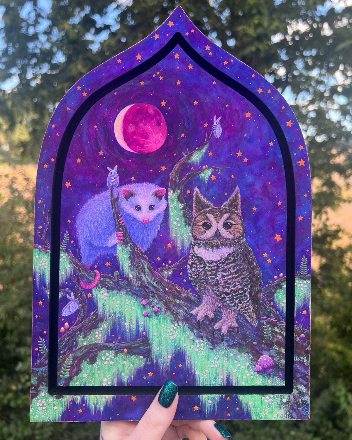 Moonlight Gathering Original Painting on Baltic Birch Canvas