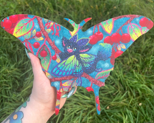 One More Berry! Moth Dragon Original Painting on Baltic Birch Canvas