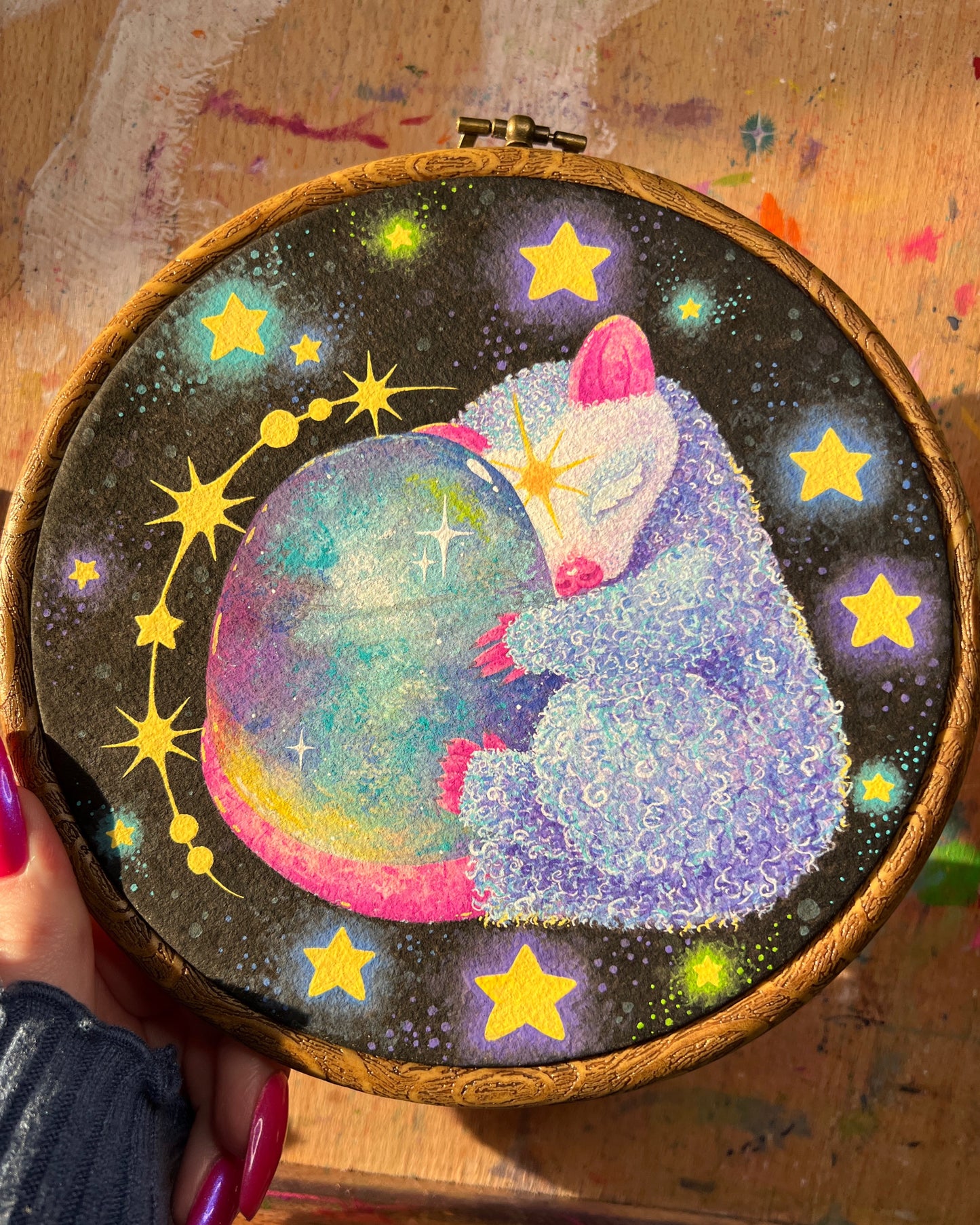 Ethereal Baby Original Painting in Hoop