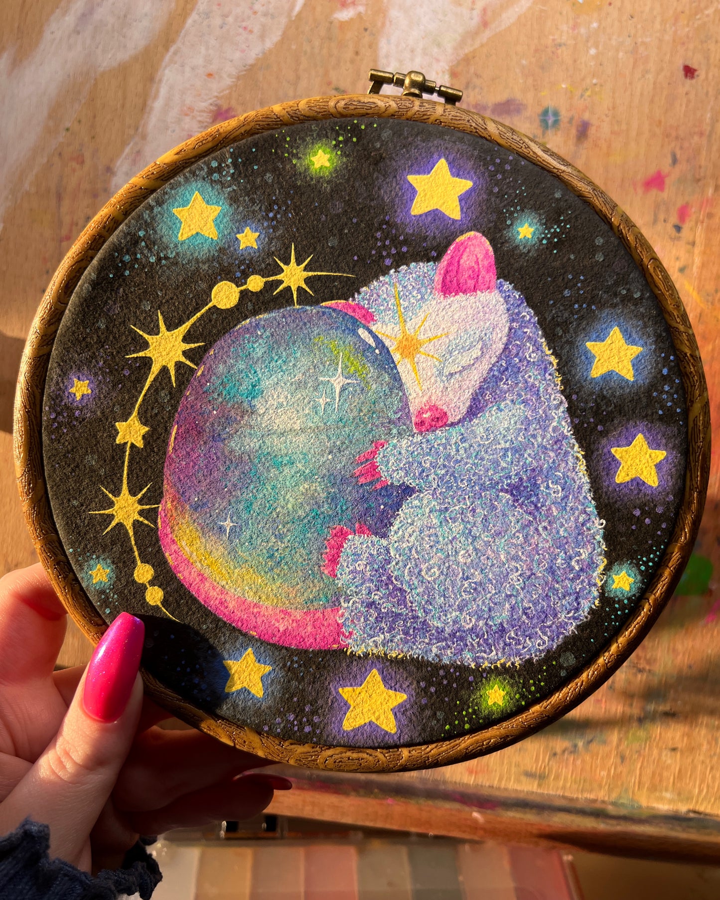 Ethereal Baby Original Painting in Hoop