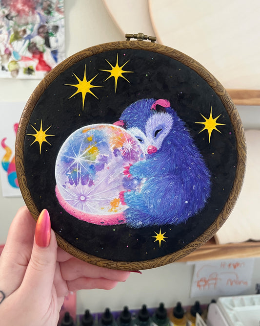 Celestial Baby Original Painting in Hoop