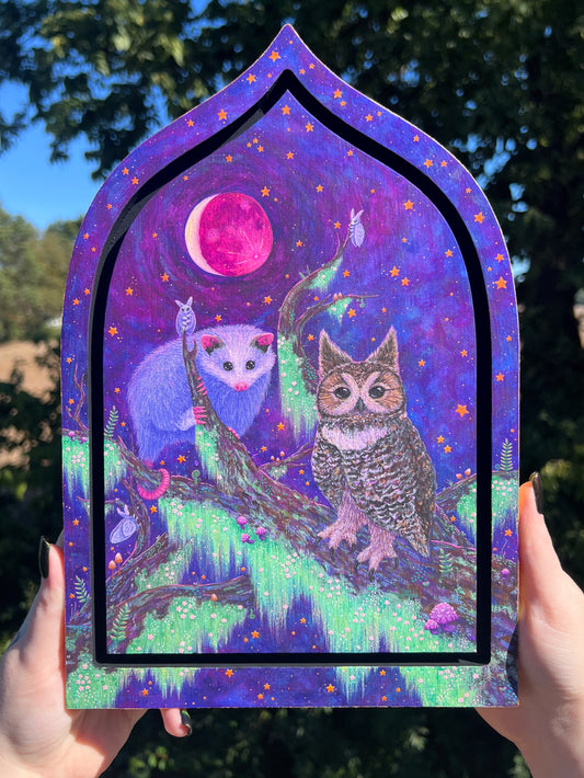 Moonlight Gathering Original Painting on Baltic Birch Canvas