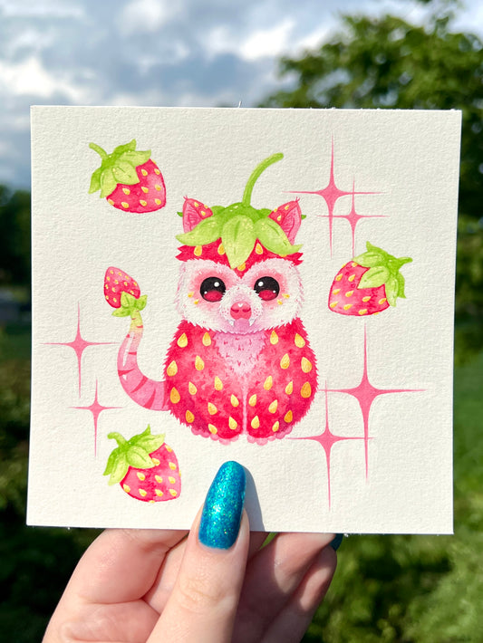 Strawbaby Possum Painting