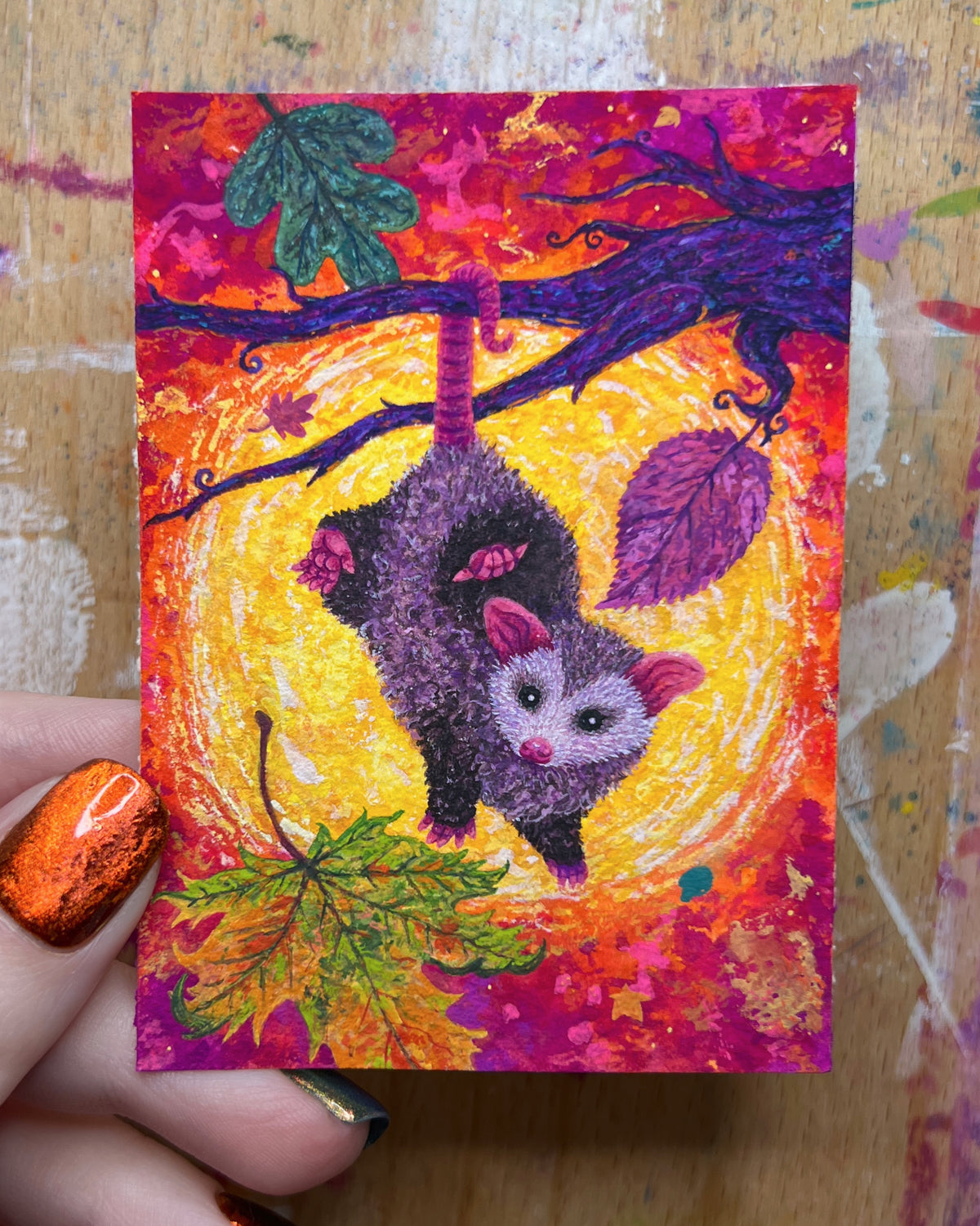 Falling Leaves ACEO Original Painting