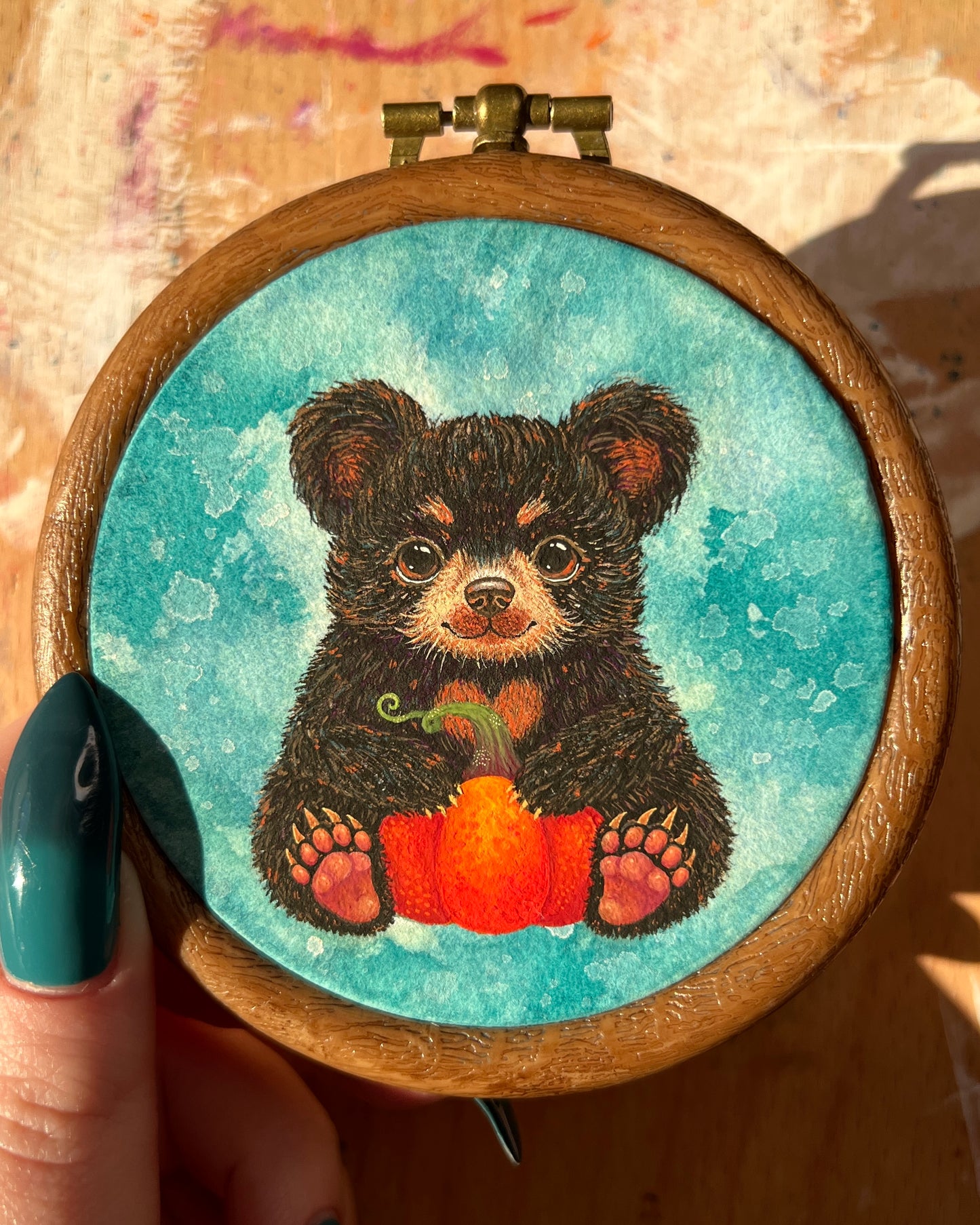 BooBoo the Baby Bear Original Painting Hoop