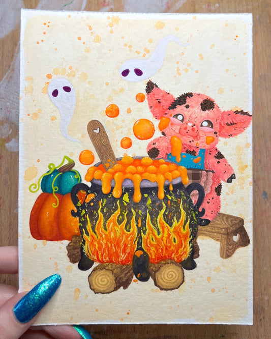 Piggy’s Pumpkin Soup Original Painting