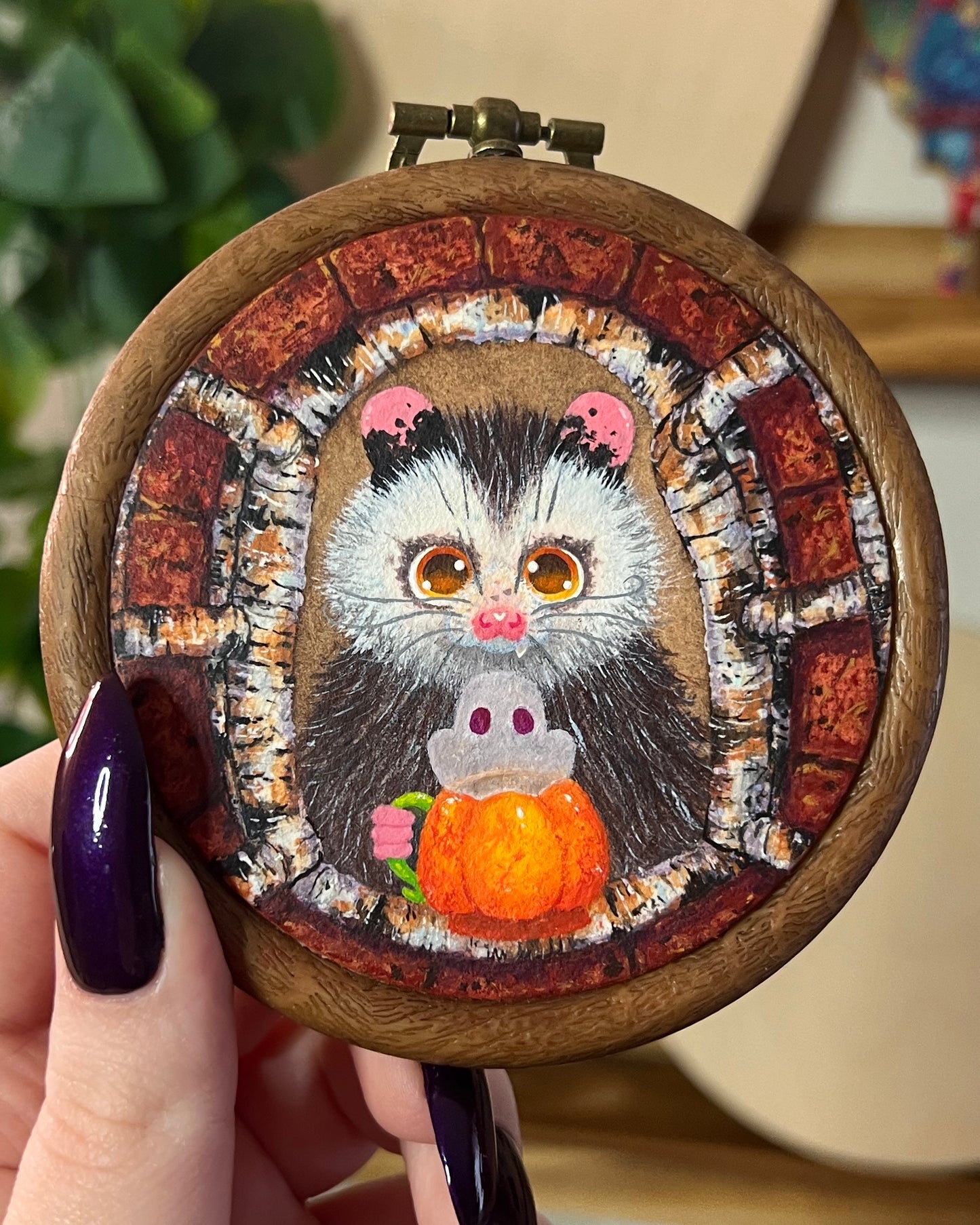 Cozy Autumn Mornings Original Hoop Painting