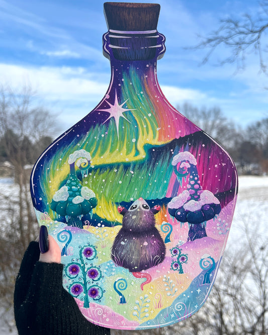 Aurora Borealis Potion Original Painting on Baltic Birch Canvas