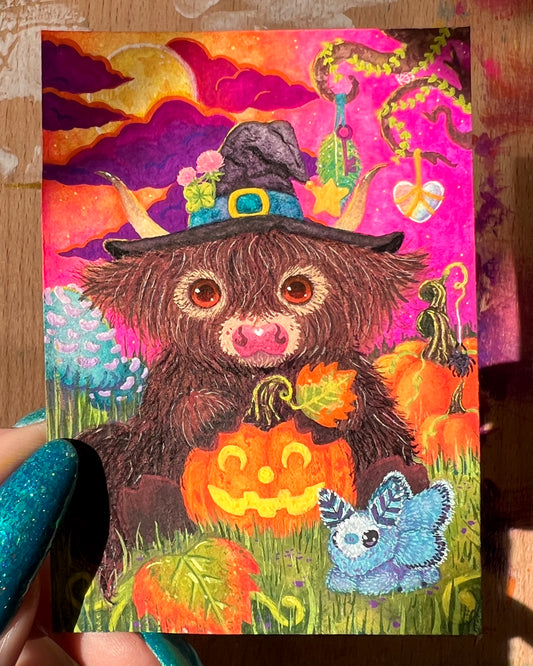 Magical Moo ACEO Original Painting